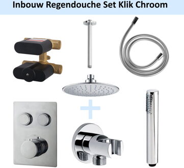 Inbouw Regendouche Set Klik 2-Wegs Chroom