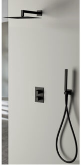 Inbouw Regendouche Set Sanimex Design Giulini Thermostatisch Vierkante Hoofddouche Mat Zwart