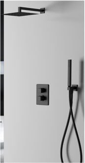 Inbouw Regendouche Set Sanimex Design Giulini Vierkante Hoofddouche en Handdoucheset Mat Zwart