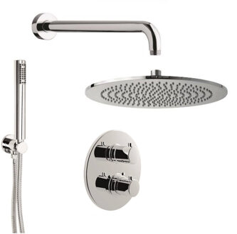 Inbouw Regendouche Set Sanimex Giulini Thermostatisch Rond Mat Zwart