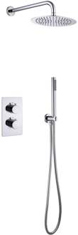 Inbouw Thermostatische Regendoucheset - Leoni - Regendouchekop 25 cm - Chroom