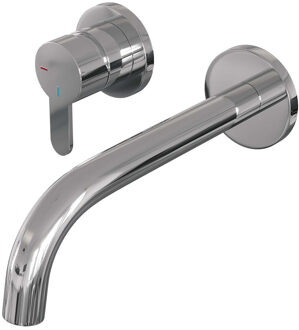 Inbouw Wastafelmengkraan Brauer Chrome Edition Coldstart Gebogen Uitloop Korte Platte Hendel Links Chroom Met Rozetten