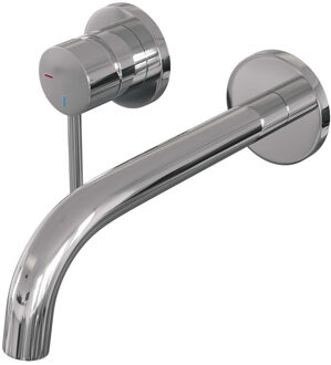 Inbouw Wastafelmengkraan Brauer Chrome Edition Coldstart Gebogen Uitloop Ronde Hendel Links Chroom Met Rozetten