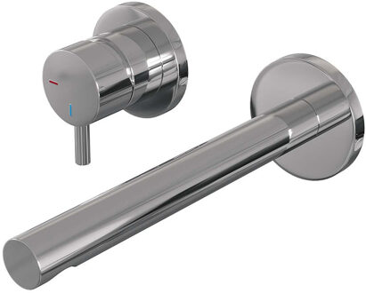 Inbouw Wastafelmengkraan Brauer Chrome Edition Coldstart Rechte Uitloop Korte Ronde Hendel Links Chroom Met Rozetten