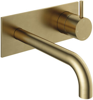 Inbouw Wastafelmengkraan Hotbath Cobber 3+3 Inbouwsysteem 1-hendel Gebogen 18 cm Geborsteld Messing Living Colours