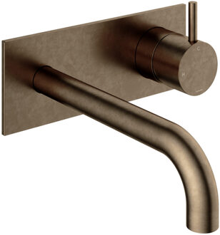 Inbouw Wastafelmengkraan Hotbath Cobber 3+3 Inbouwsysteem 1-hendel Gebogen 18 cm Verouderd Messing Living Colours