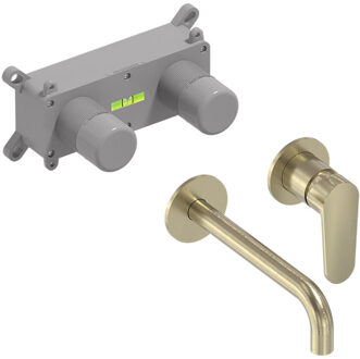 Inbouw Wastafelmengkraan MAY Forma Eenhendel Incl. Inbouwbox Geborsteld Mat Goud PVD