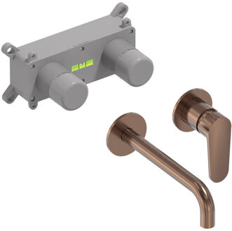 Inbouw Wastafelmengkraan MAY Forma Eenhendel Incl. Inbouwbox Geborsteld Mat Koper PVD