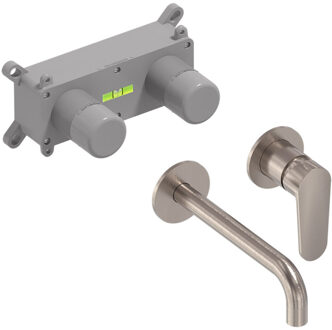 Inbouw Wastafelmengkraan MAY Forma Eenhendel Incl. Inbouwbox Geborsteld Nickel PVD Geborsteld Nikkel