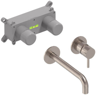 Inbouw Wastafelmengkraan MAY Stilo Eenhendel Incl. Inbouwbox Geborsteld Nickel PVD Geborsteld Nikkel