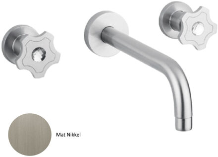 Inbouw Wastafelmengkraan Sanimex Giulini Tweeknops 20cm Inclusief G-Link Inbouwdeel Mat Nikkel