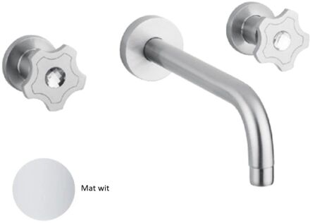 Inbouw Wastafelmengkraan Sanimex Giulini Tweeknops 20cm Inclusief G-Link Inbouwdeel Mat Wit