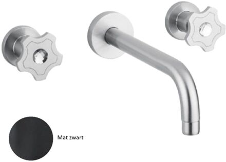 Inbouw Wastafelmengkraan Sanimex Giulini Tweeknops 20cm Inclusief G-Link Inbouwdeel Mat Zwart