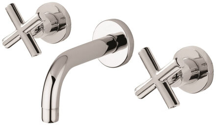 Inbouw Wastafelmengkraan Sanimex Giulini Tweeknops Kruisgreep 20cm Inclusief G-Link Inbouwdeel Chroom