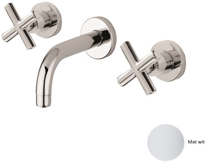 Inbouw Wastafelmengkraan Sanimex Giulini Tweeknops Kruisgreep 20cm Inclusief G-Link Inbouwdeel Mat Wit