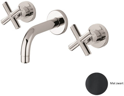 Inbouw Wastafelmengkraan Sanimex Giulini Tweeknops Kruisgreep 20cm Inclusief G-Link Inbouwdeel Mat Zwart