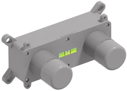 Inbouwbox MAY tbv eenhendel wastafelmengkraan 2-gats wandmontage, uitloop links/rechts Grijs