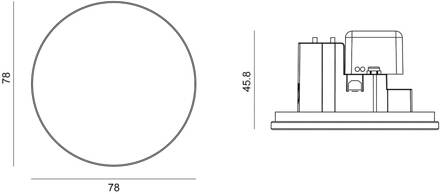 Inbouwlamp Wall 68R Glas RD, wit, aluminium, CCT wit / opaal