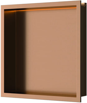 Inbouwnis Luca Sanitair 30x30x6,5 cm RVS Geborsteld Koper PVD + LED verlichting Luca Sanitair