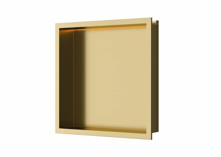 Inbouwnis Luca Sanitair 30x30x6,5cm RVS Geborsteld Goud PVD + LED verlichting