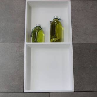 Inbouwnis Luca Sanitair 59,5x29,5x8cm Solid Surface 2 Vakken Rechthoek Mat Wit