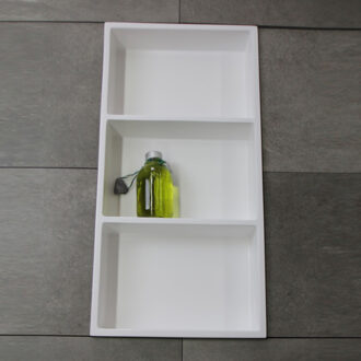 Inbouwnis Luca Sanitair 59,5x29,5x8cm Solid Surface 3 Vakken Rechthoek Mat Wit