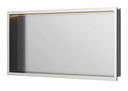 Inbouwnis Luca Sanitair 60x30x6,5 cm RVS Geborsteld Nikkel PVD + LED verlichting Luca Sanitair