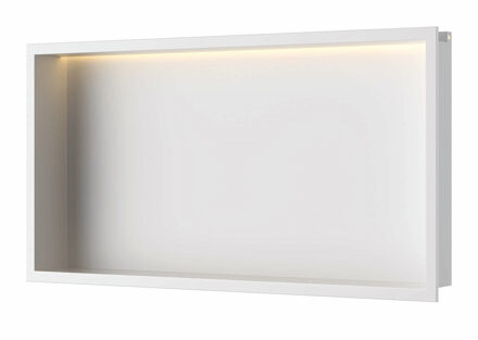 Inbouwnis Luca Sanitair 60x30x6,5 cm RVS Mat Wit + LED verlichting Luca Sanitair