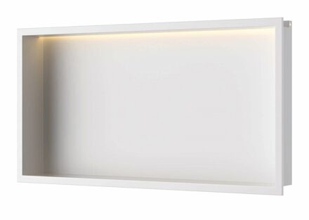 Inbouwnis Luca Sanitair 60x30x6,5cm RVS Mat Wit + LED verlichting