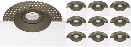 Inbouwspot 10 Pack Trimless - Sigmi Arno Pro - Rond - Brons - Kantelbaar - Zaagmaat 95mm Diameter 150mm - Incl. GU10 Fitting