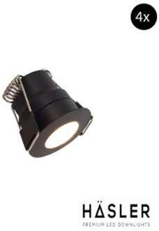 Inbouwspot Häsler Abruzzo Incl. Fase Aansnijding Dimbaar 3.4 cm 1.8 Watt Warm Wit Mat Zwart Set 4x