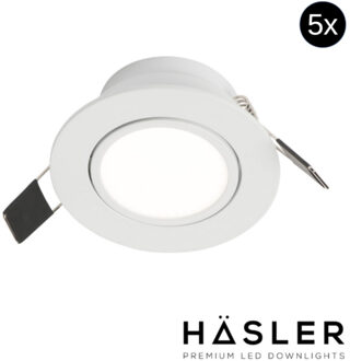 Inbouwspot Häsler Ancona Incl. Fase Aansnijding Dimbaar 8 cm 4 Watt Helder Wit RVS Set 5x