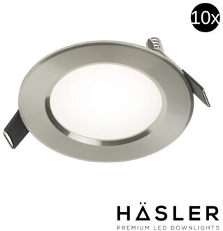 Inbouwspot Häsler Comarruga Incl. Fase Aansnijding Dimbaar 9.2 cm 4 Watt Helder Wit RVS Set 10x