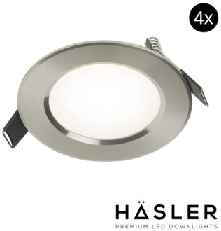 Inbouwspot Häsler Comarruga Incl. Fase Aansnijding Dimbaar 9.2 cm 4 Watt Helder Wit RVS Set 4x
