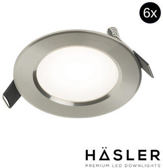 Inbouwspot Häsler Comarruga Incl. Fase Aansnijding Dimbaar 9.2 cm 4 Watt Helder Wit RVS Set 6x