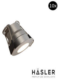 Inbouwspot Häsler Grado Incl. Fase Aansnijding Dimbaar 3.4 cm 1.8 Watt Warm Wit RVS look Set 10x