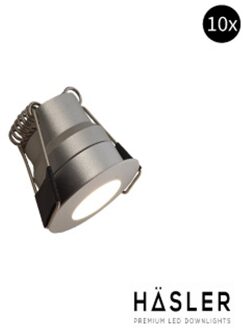 Inbouwspot Häsler Grado Incl. Fase Aansnijding Dimbaar 3.4 cm 1.8 Watt Warm Wit RVS look Set 2x