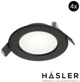 Inbouwspot Häsler Murcia Incl. Fase Aansnijding Dimbaar 9.2 cm 4 Watt Helder Wit Zwart Set 4x