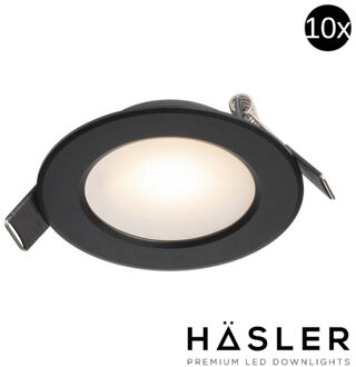 Inbouwspot Häsler Murcia Incl. Fase Aansnijding Dimbaar 9.2 cm 4 Watt Warm Wit Zwart Set 10x