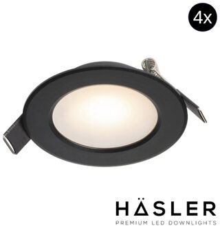 Inbouwspot Häsler Murcia Incl. Fase Aansnijding Dimbaar 9.2 cm 4 Watt Warm Wit Zwart Set 4x