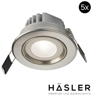 Inbouwspot Häsler Tarragona Incl. Fase Aansnijding Dimbaar 8 cm 4 Watt Helder Wit RVS Set 5x