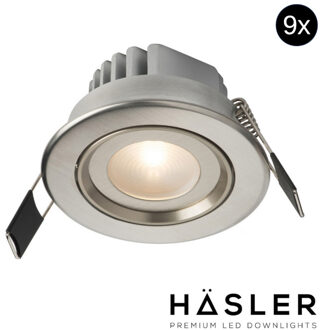 Inbouwspot Häsler Tarragona Incl. Fase Aansnijding Dimbaar 8 cm 4 Watt Warm Wit RVS Set 9x