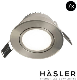 Inbouwspot Häsler Tordera Incl. Fase Aansnijding Dimbaar 8 cm 4 Watt Helder Wit RVS Set 7x