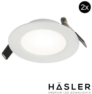 Inbouwspot Häsler Toscana Incl. Fase Aansnijding Dimbaar 9.2 cm 4 Watt Helder Wit RVS Wit Set 2x