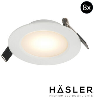 Inbouwspot Häsler Toscana Incl. Fase Aansnijding Dimbaar 9.2 cm 4 Watt Warm Wit RVS Wit Set 8x