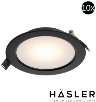 Inbouwspot Häsler Zamorra Incl. Fase Aansnijding Dimbaar 13.7 cm 8 Watt Warm Wit Zwart Set 10x