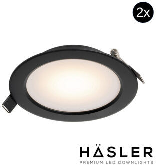 Inbouwspot Häsler Zamorra Incl. Fase Aansnijding Dimbaar 13.7 cm 8 Watt Warm Wit Zwart Set 2x