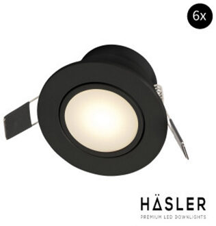 Inbouwspot Häsler Zaragoza Incl. Fase Aansnijding Dimbaar 8.3 cm 4 Watt Warm Wit Mat Zwart Set 6x