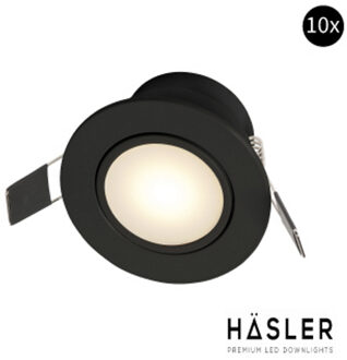Inbouwspot Häsler Zaragoza Incl. Fase Aansnijding Dimbaar 8.4 cm 4 Watt Helder Wit Mat Zwart Set 10x