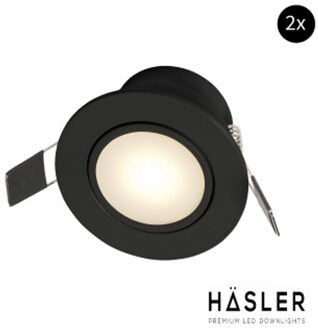 Inbouwspot Häsler Zaragoza Incl. Fase Aansnijding Dimbaar 8.4 cm 4 Watt Helder Wit Mat Zwart Set 2x